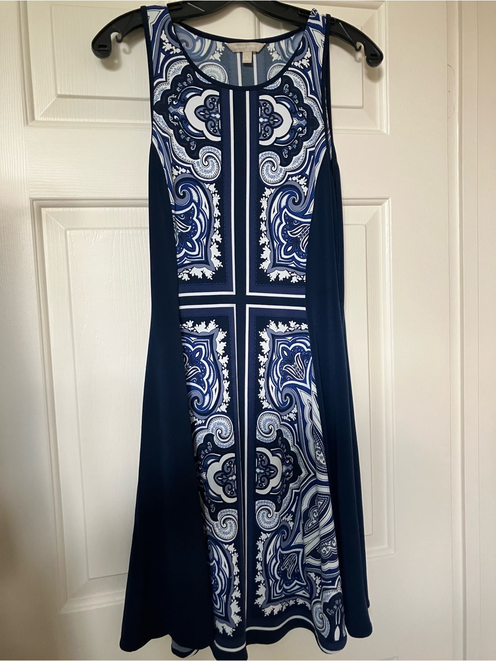Banana Republic Navy and White Paisley Midi Dress